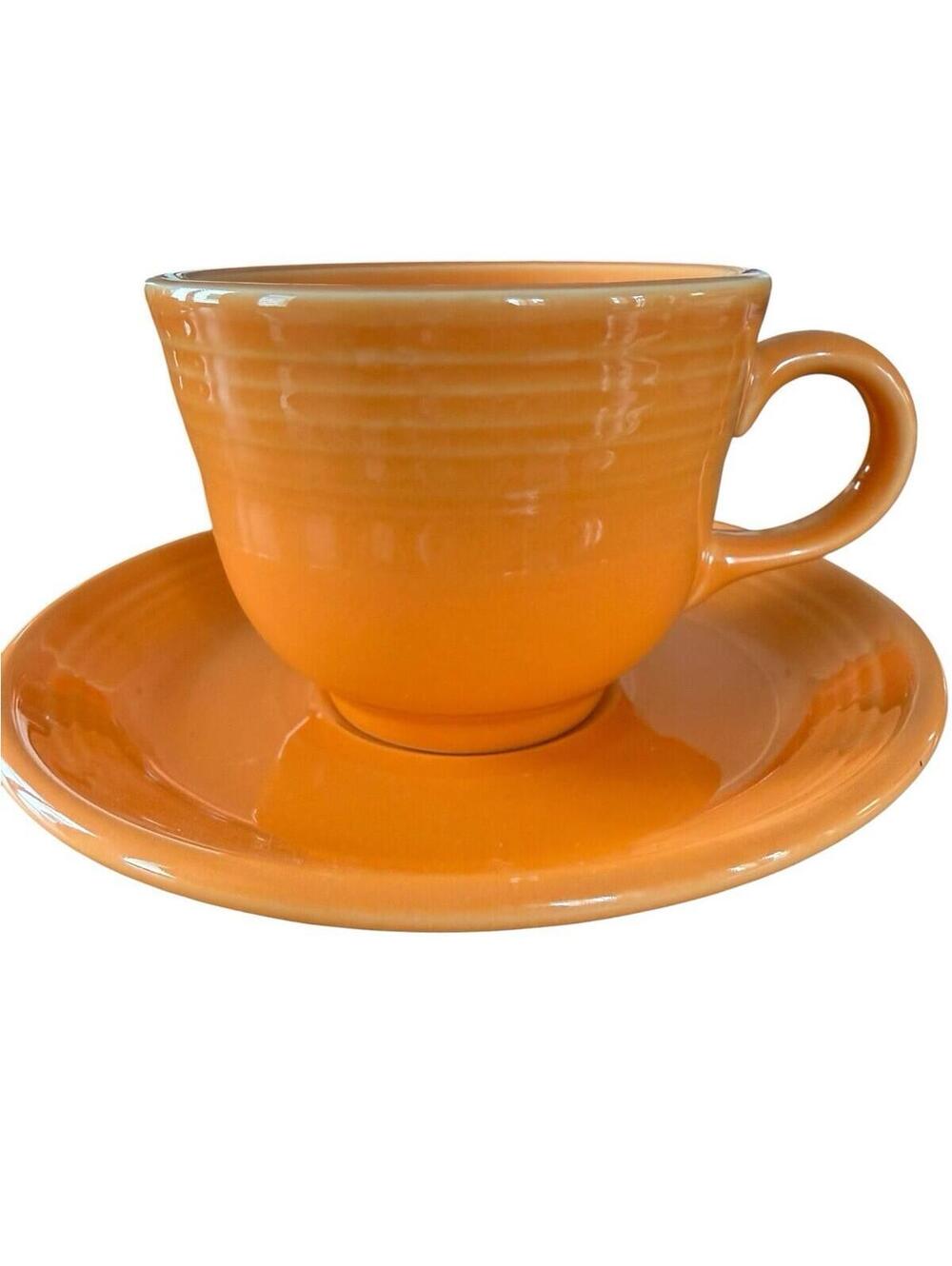 Fiesta Coffe Cup And Saucer Homer Laughlin Made In USA Orange